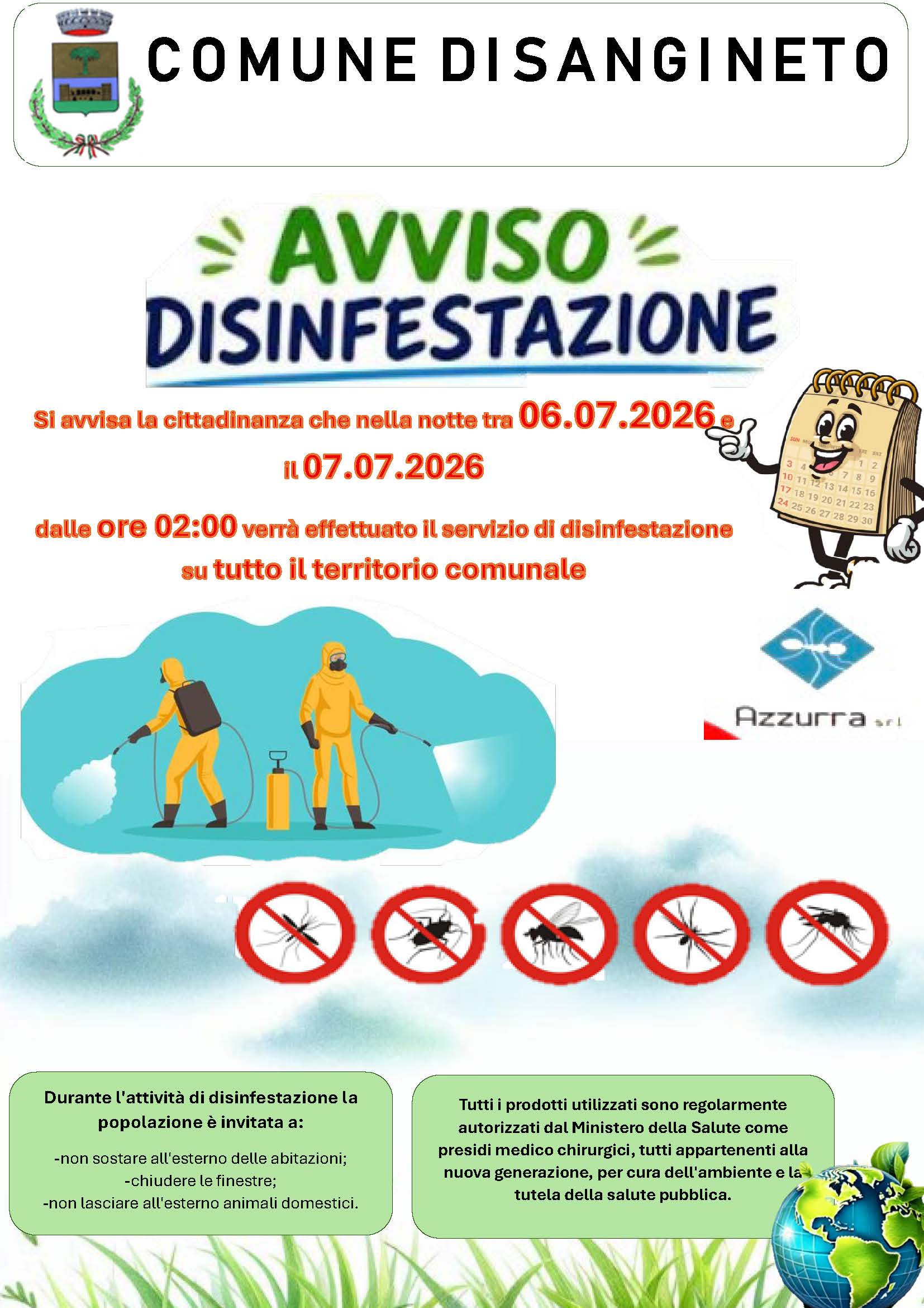 AVVISO DI DISINFESTAZIONE