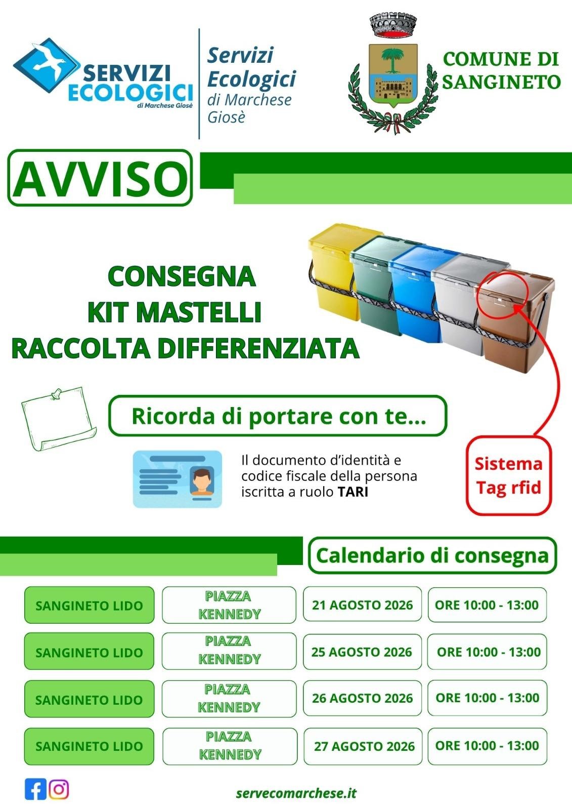CONSEGNA KIT MASTELLI RACCOLTA DIFFERENZIATA
