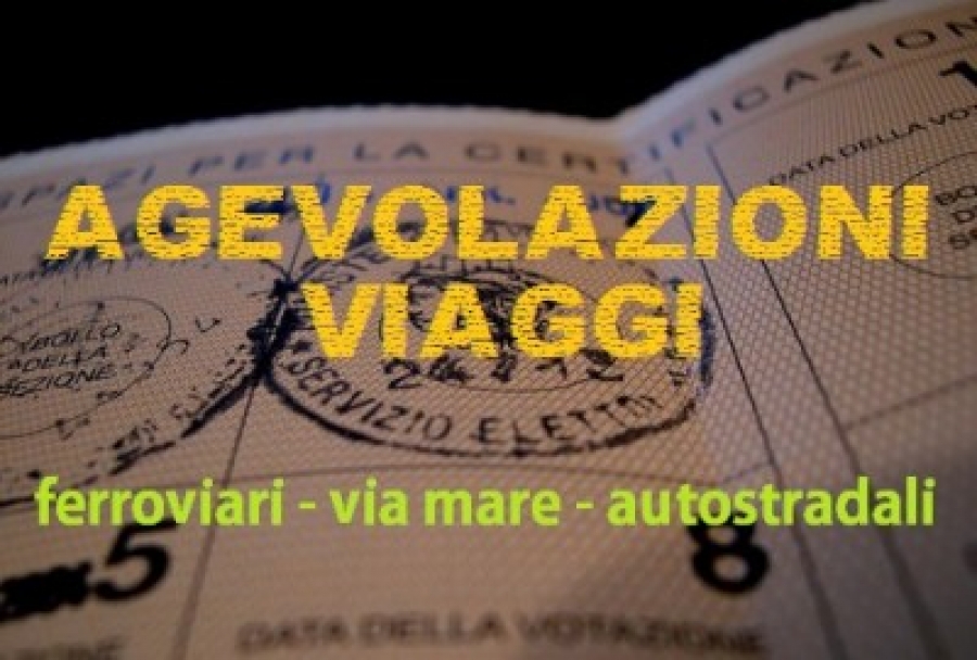 REFERENDUM ABROGATIVI DI DOMENICA 8 E LUNEDI’ 9 GIUGNO 2025 - AGEVOLAZIONI TARIFFARIE PER I VIAGGI FERROVIARI, VIA MARE, AUTOSTRADALI E AEREI